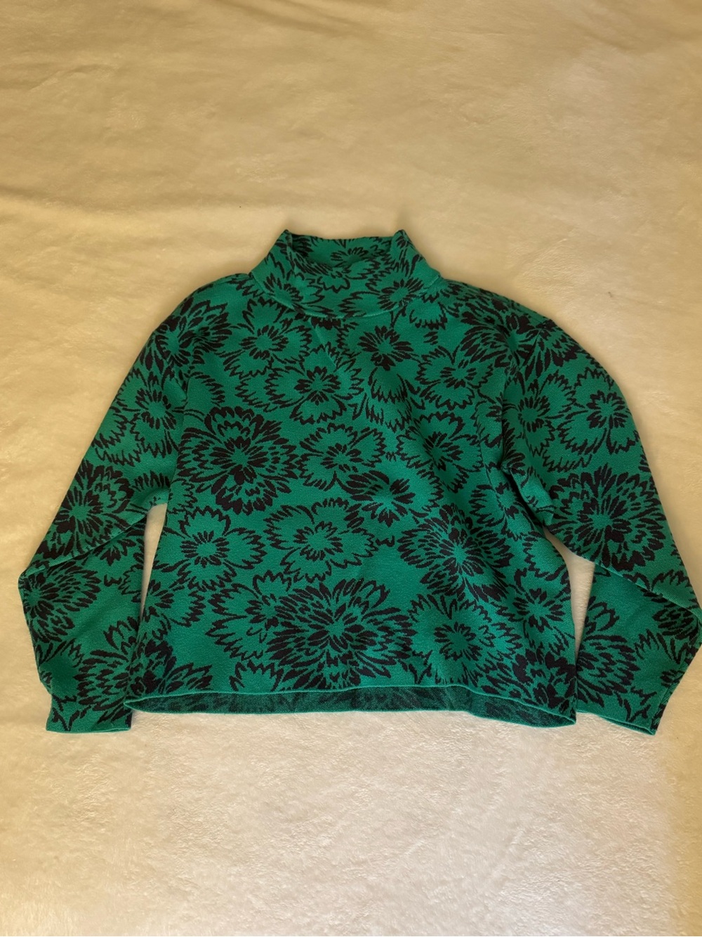 Maeve Teal pattern Mock Neck Sweater